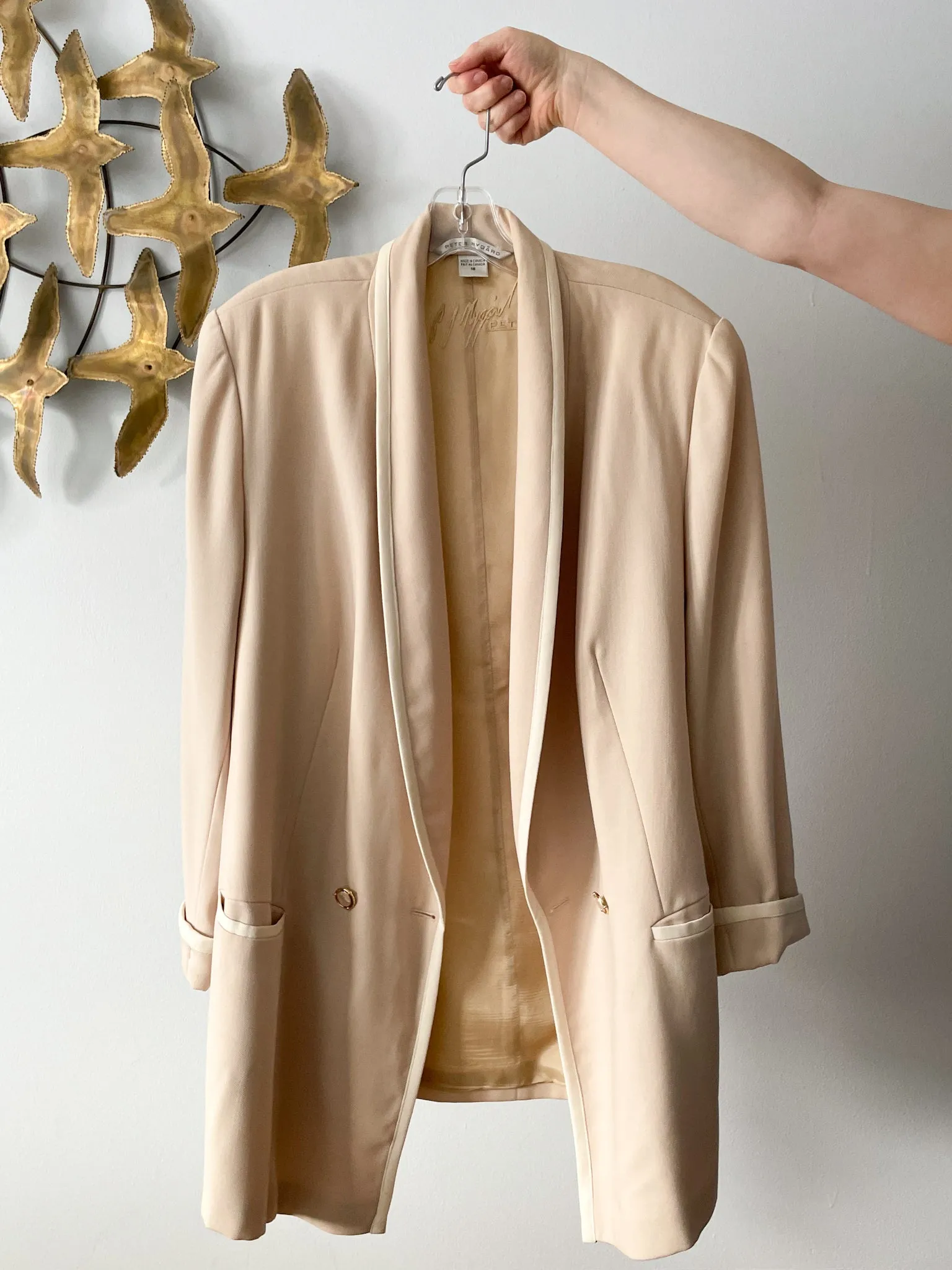 Vintage Peter Nygard Long Beige Blazer Dress - Size 16