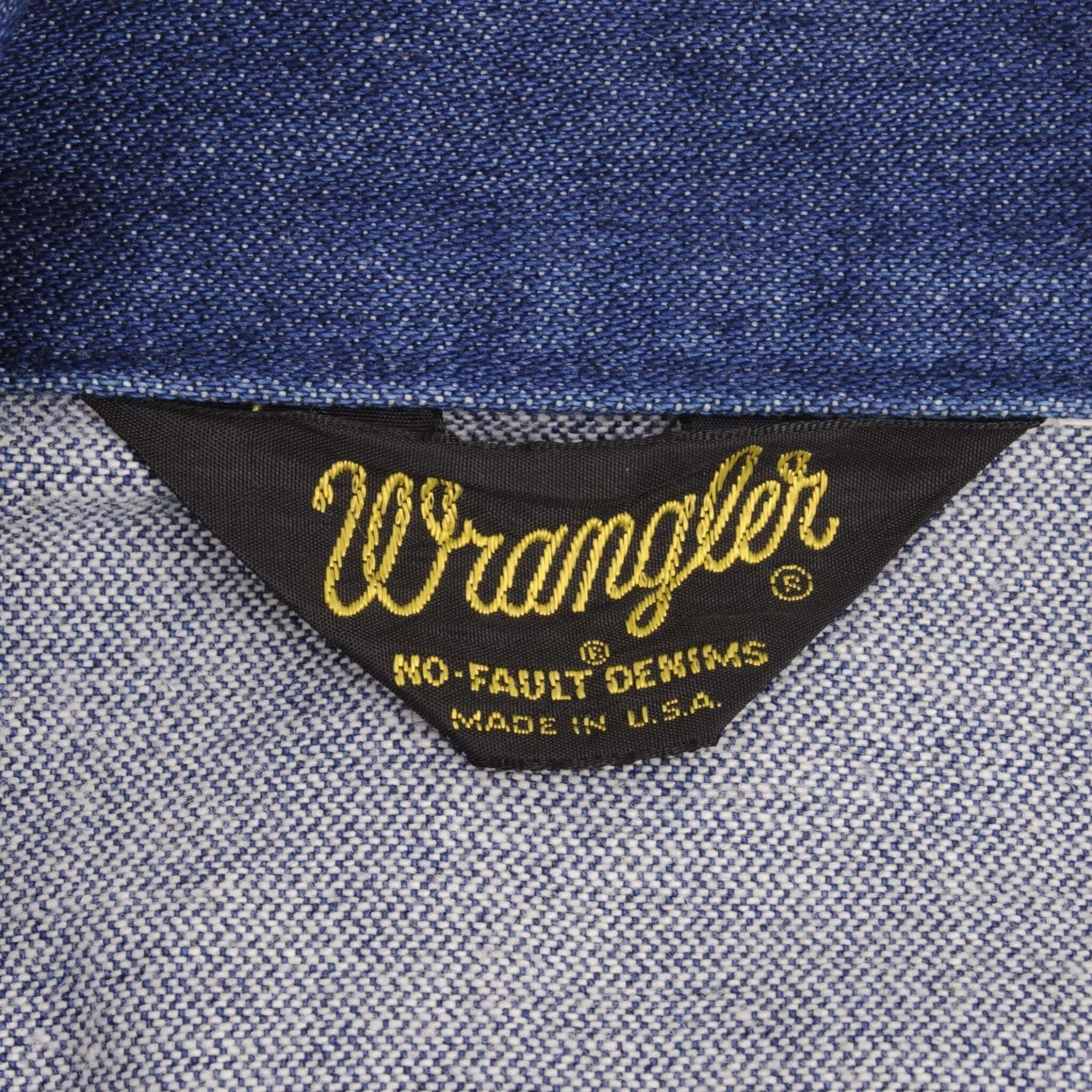 VINTAGE WRANGLER NO FAULT DENIM JACKET SIZE XL 1980S MADE IN USA