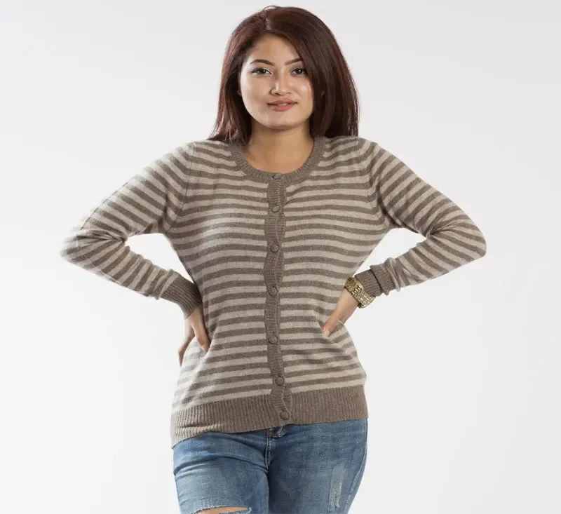 Warm Knitted Full Sleeved Pure Pashmina Cardigan