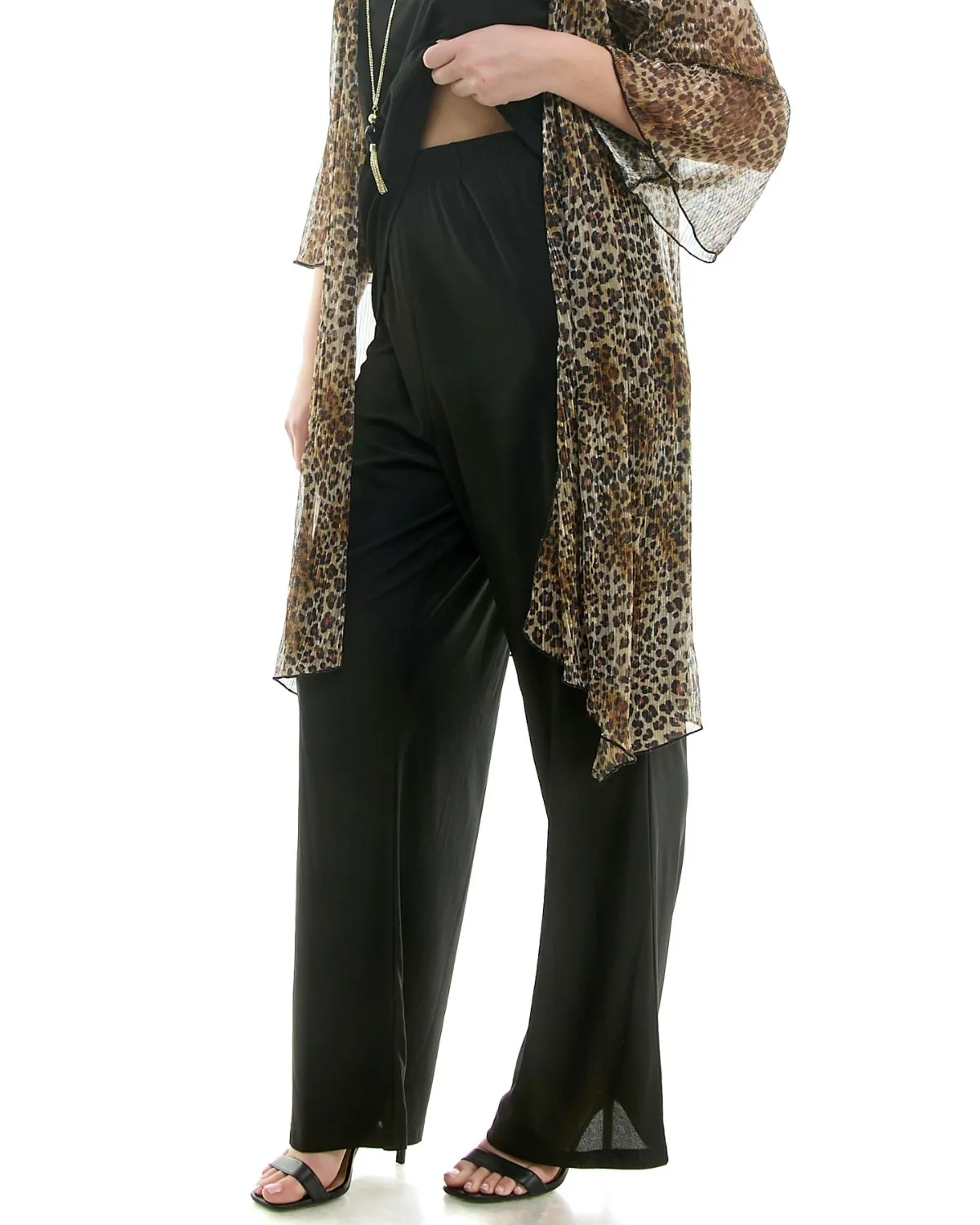 Winslow 3-Piece Cheetah Cardigan Set with Pant and Necklace - G124503a26x