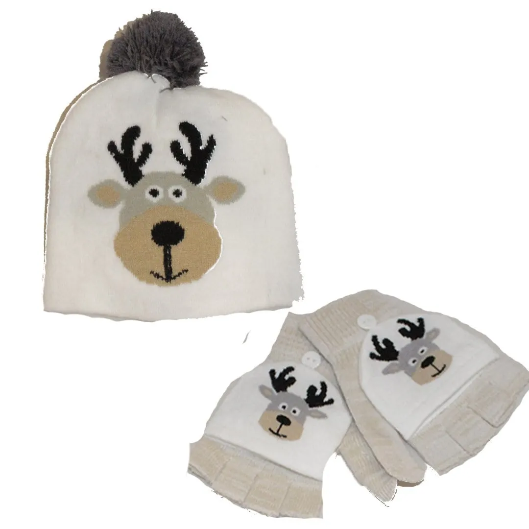 Winter Reindeer Kid’s Hat & Gloves Set