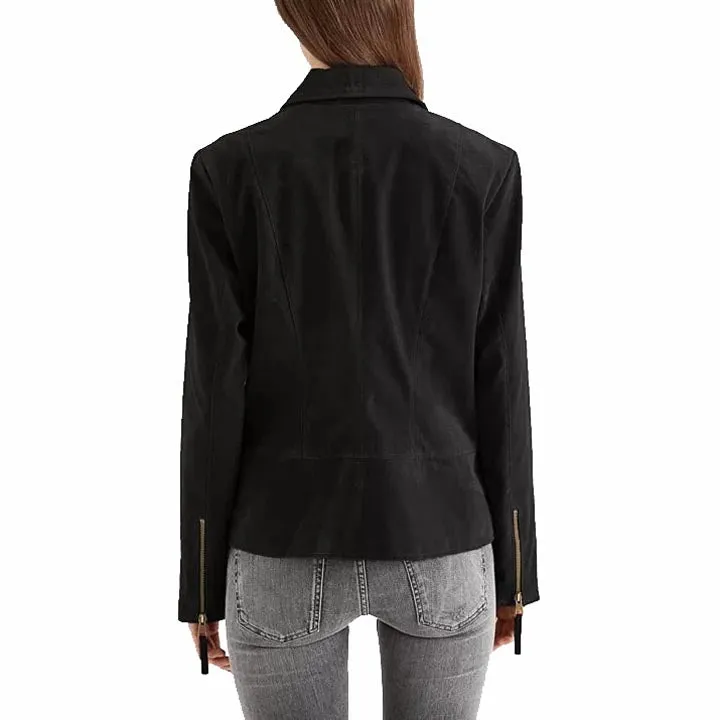 Women's Black Suede Leather Jacket