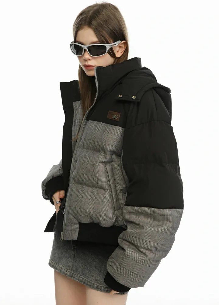 Women's Colorblock Hooded Puffer Jacket, Relaxed Fit