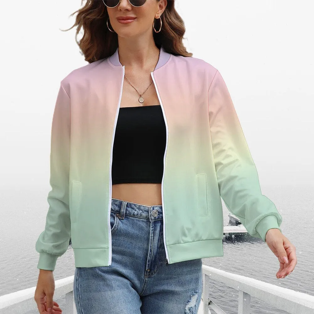 Women's Jacket, Ombre Jacket, Rainbow Jacket, Rainbow Print Jacket, Pastel Jacket, Light Jacket Women, Autumn Jacket, Spring Jacket