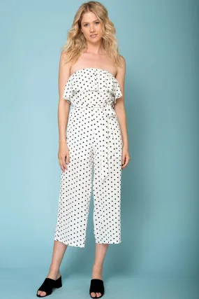 Wynter Casual Jumpsuit White With Black Polka Dots