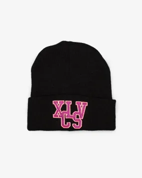 XCLUSIV BLACK AND PINK XCLSV BEANIE