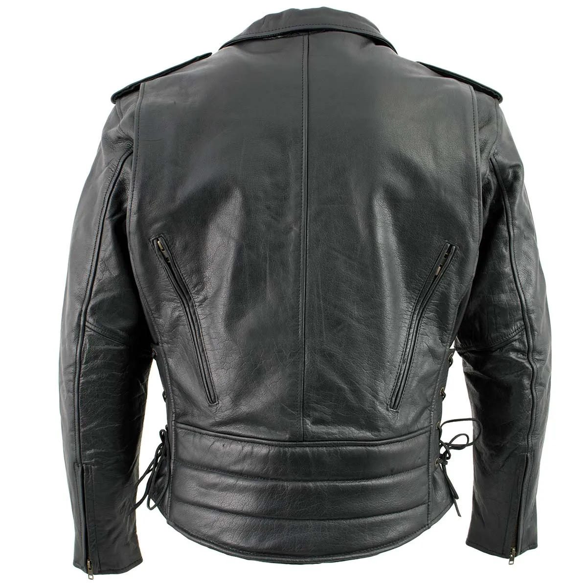 Xelement B7210 'Cool Rider' Men's Black Vented Leather Motorcycle Jacket