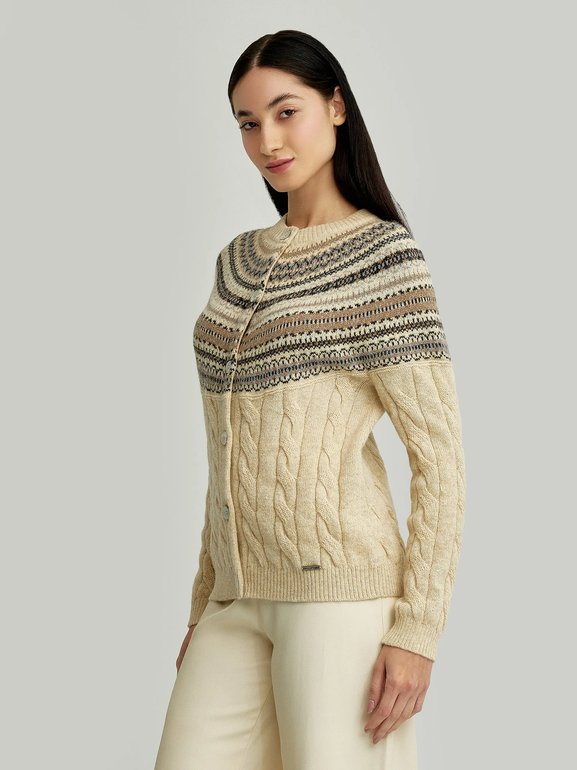 Yoke Cardigan Baby Alpaca Color Beige