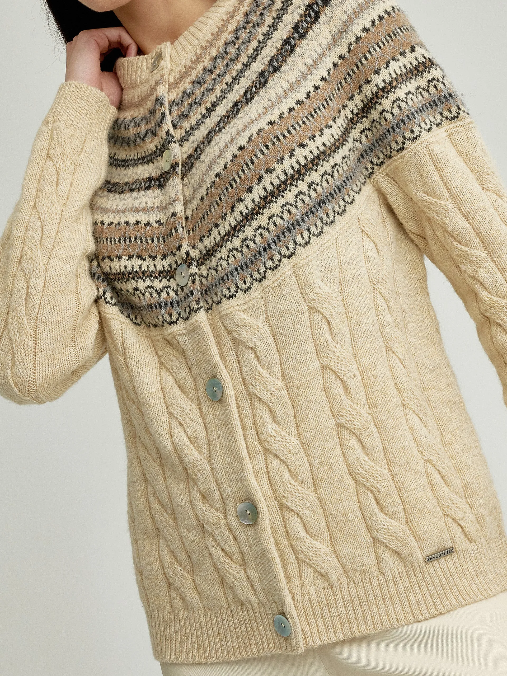 Yoke Cardigan Baby Alpaca Color Beige